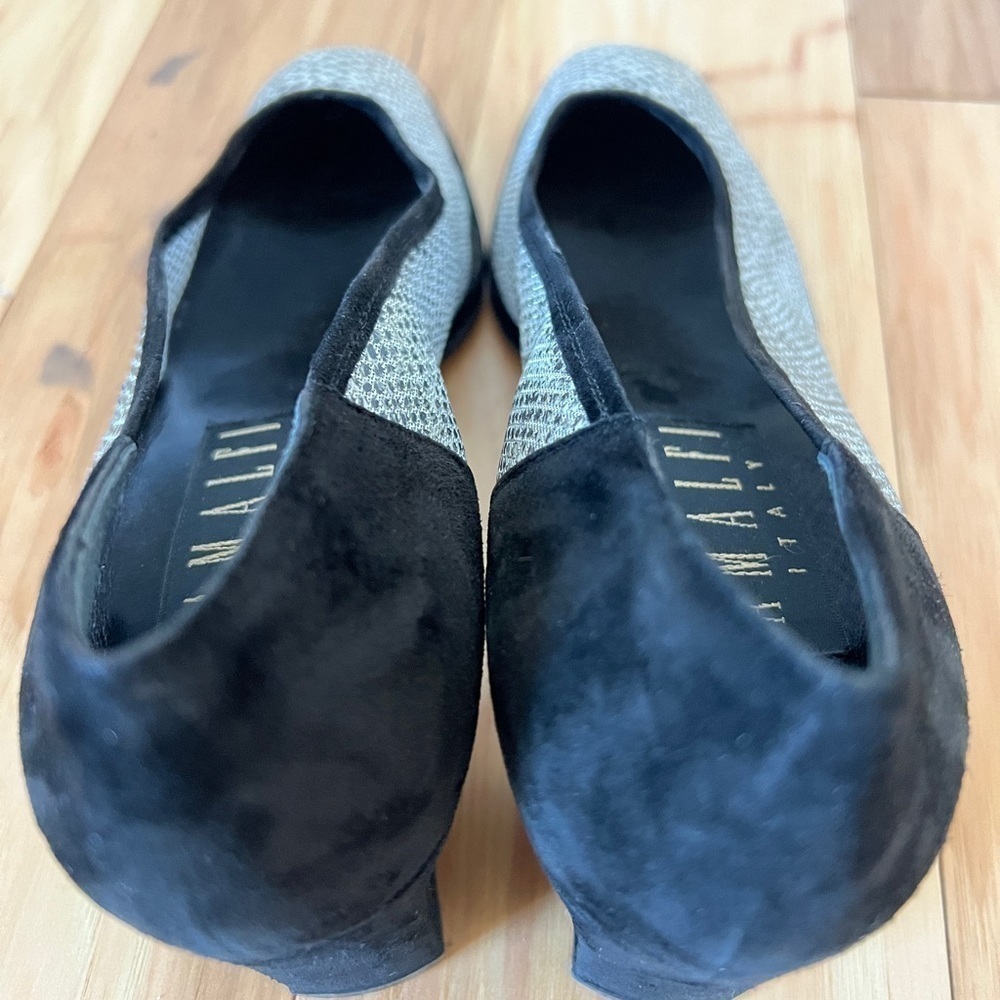 Amalfi Italy Unique Black Suede & Silver Reptile Mesh Pumps Women’s Size 8 AA - Picture 7 of 9
